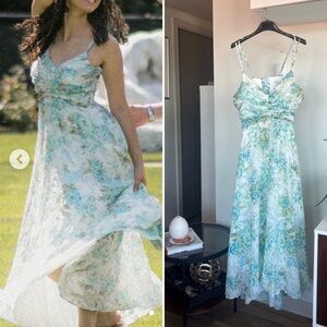 Ever New Floral Boho Maxi Formal Bridal Wedding Guest Dress in Blue/Green US 10P